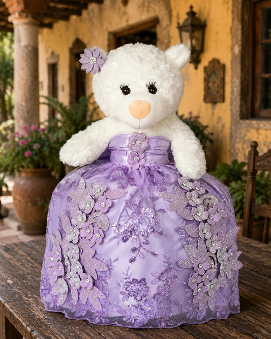 Oso de XV Años con Vestido Lila
