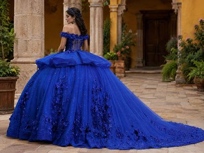 Vestido de Quinceañera Azul Rey con Aplicaciones Florales ID600492-XV026