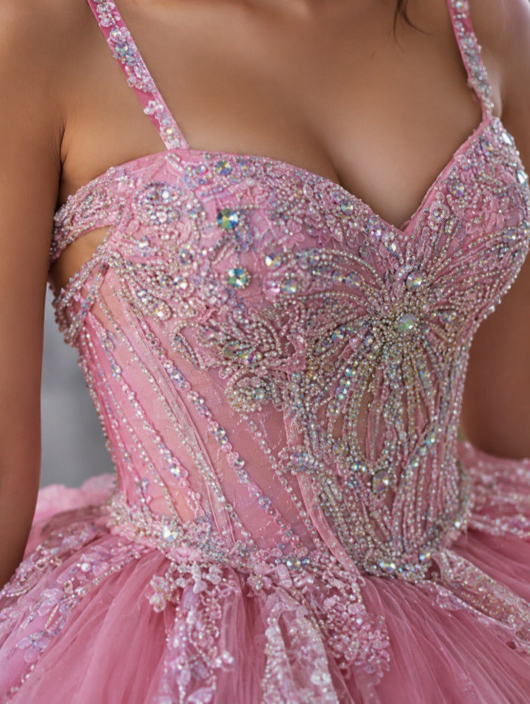 Vestido de Quinceañera Rosa con Bordado Brillante y Hombros Descubiertos ID600492-XV053